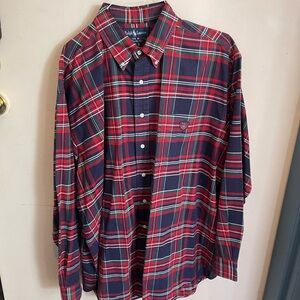 Polo Ralph Lauren Men's Red and Blue Plaid Shirt